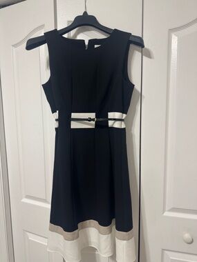 Calvin Klein Black Dress with White Label Accent